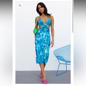 Hello Molly Size Medium Passionate Hymns Midi Dress Blue